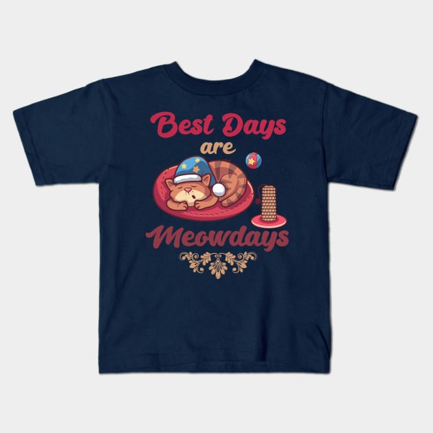 Best Days Are Meowdays Cute Cat sleeping kitty Lover Design Kids T-Shirt by alcoshirts